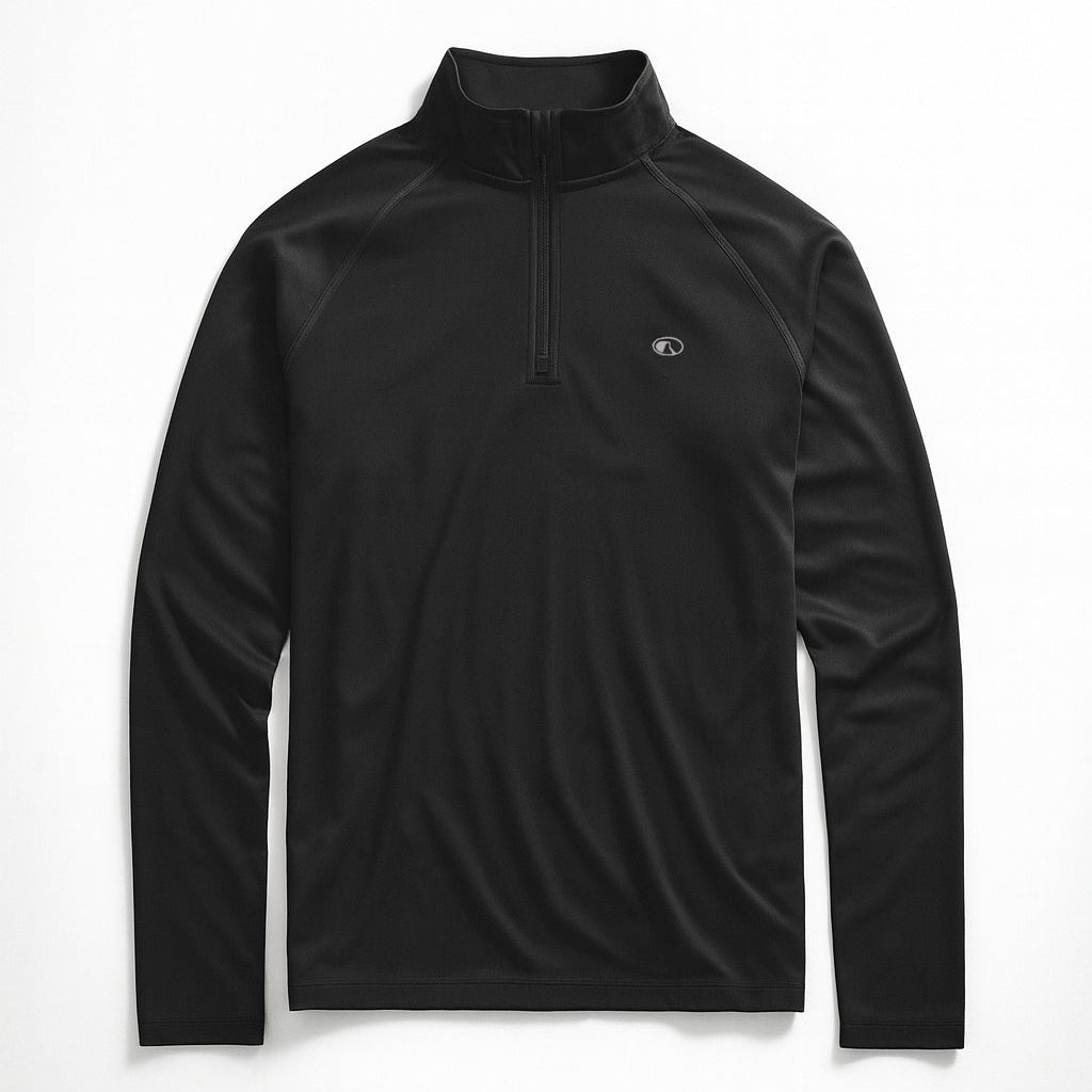 Pure Polyester Half-Zip Long Sleeve Shirt